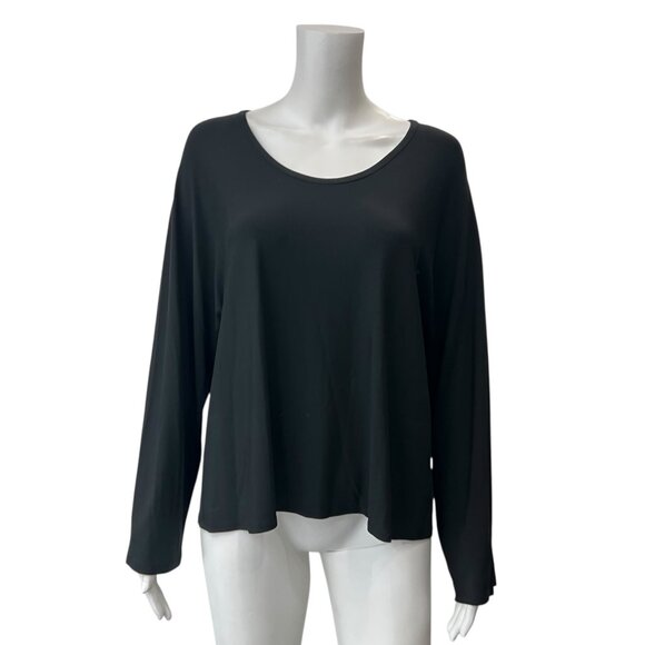 $695 Shamask Mercerized Cotton Jersey Spiral Long Sleeve Tunic Top size 2 - Picture 1 of 7